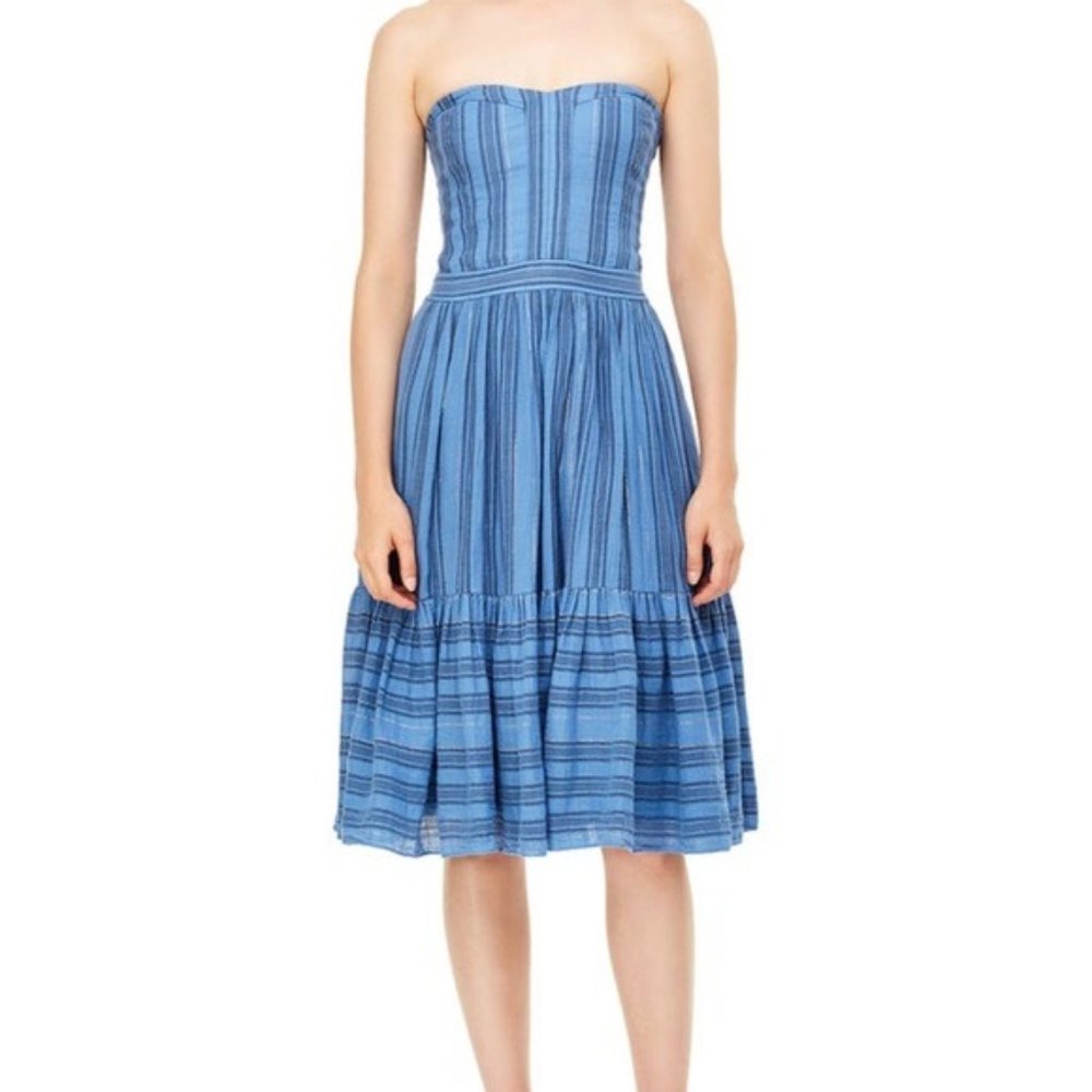 La Vie Rebecca Taylor  Stripe Strapless Mini Dress Size Medium